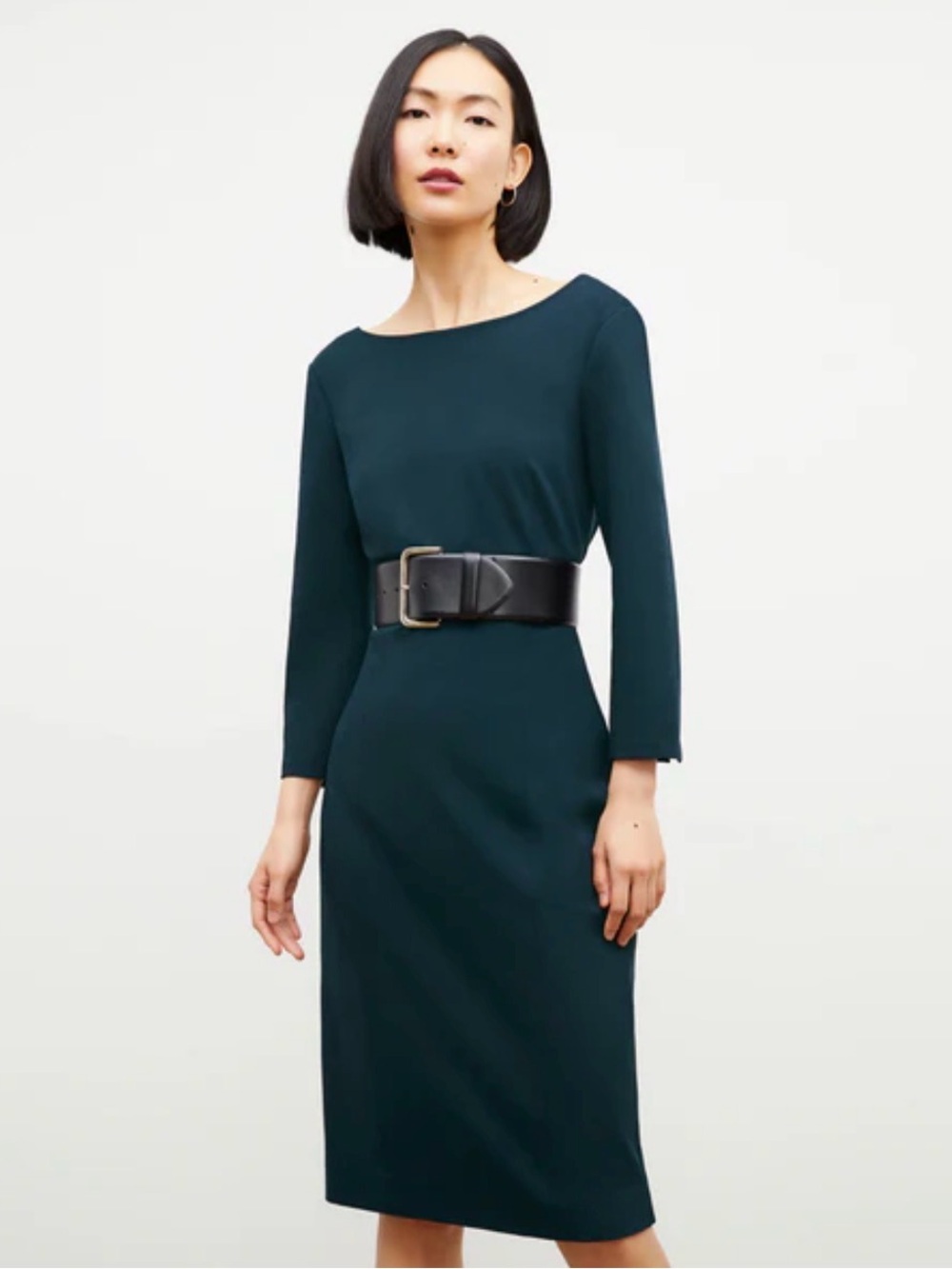 M.M. LaFleur Winston Teal Blue 3/4 Sleeve Midi Pencil Dress Size 0